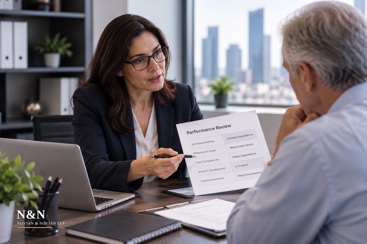 Novian & Novian attorney reviewing employee performance documentation