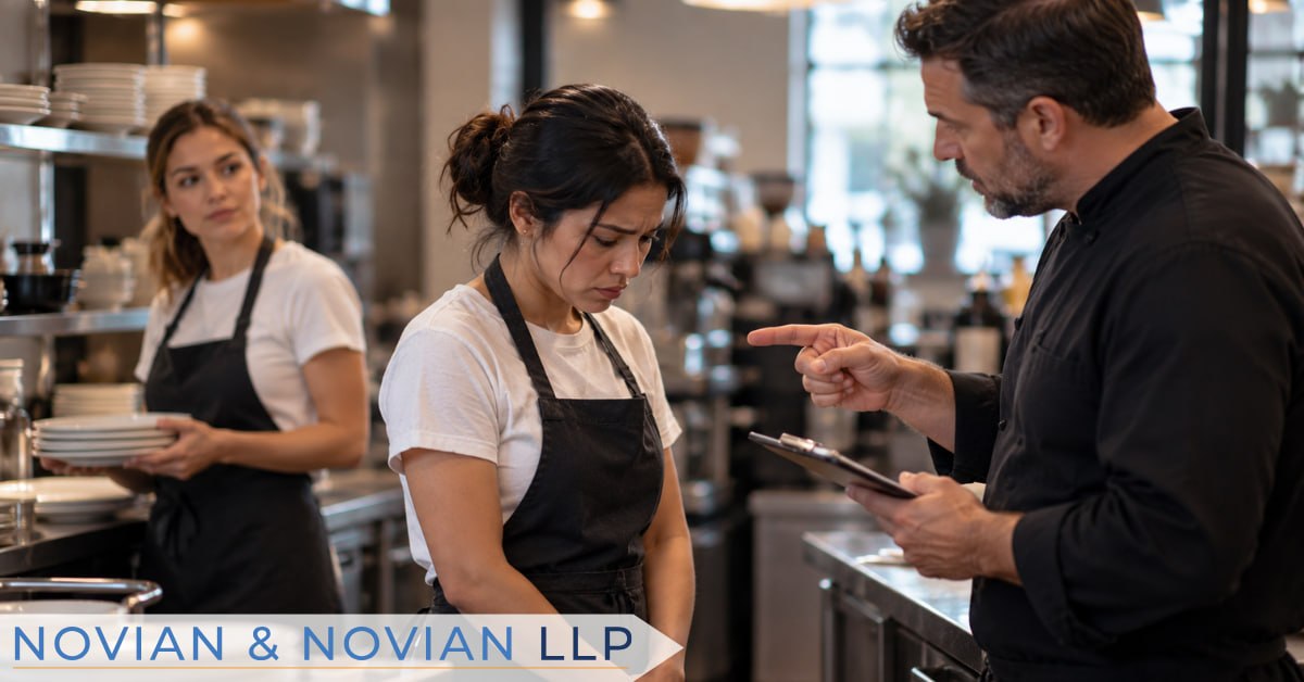 Manager reviewing a workplace discipline issue during a discrimination investigation - Novian & Novian LLP