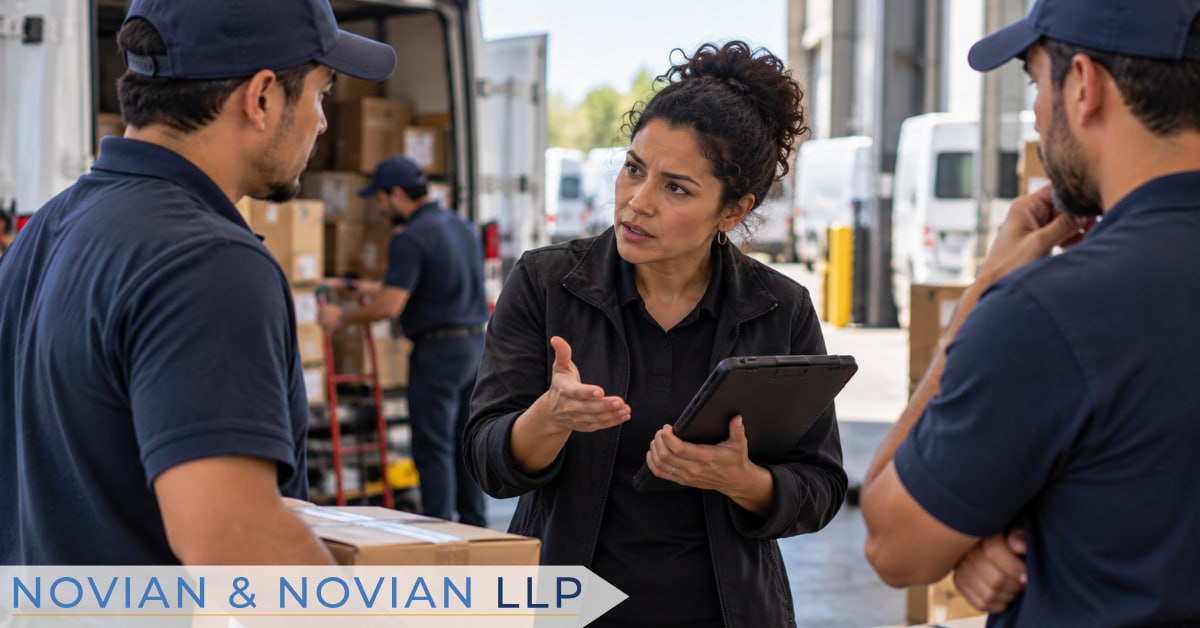 Manager speaking with employees during a workplace investigation intake